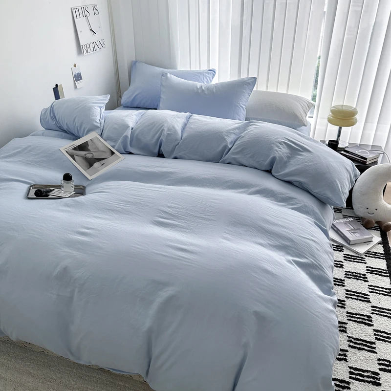 Solid Cotton Bedding Set | Duvet Cover & Sheet