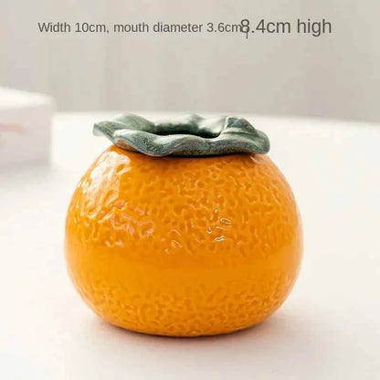 Orange Vase Orange Ceramic Desktop Mini Tea Can Cute Ceramic Indoor Flower Pot
