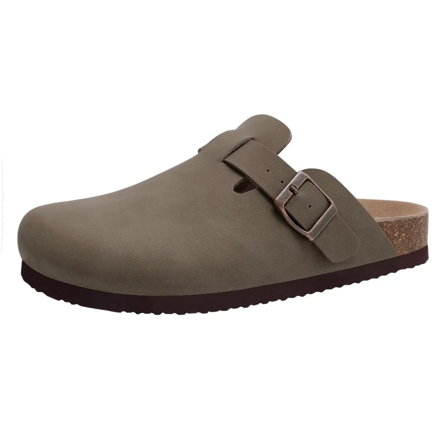Men’s Suede Clogs — Soft Leather Cork Sandals with Arch Support