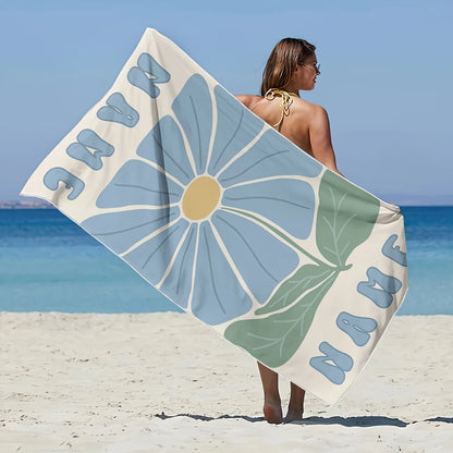 Personalized Flowers Beach Towel — Custom Name & Logo Gift
