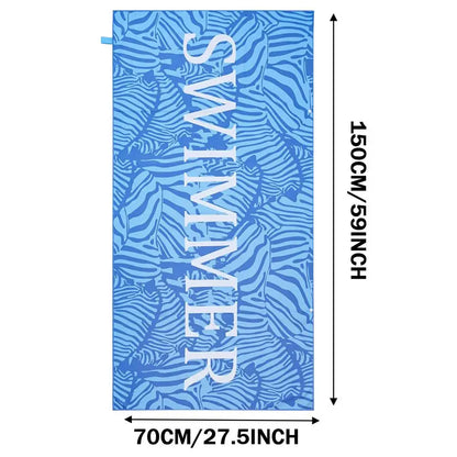 Microfiber Camping Towel 59 X 27.5 Inch Sand Proof Swimming Pool