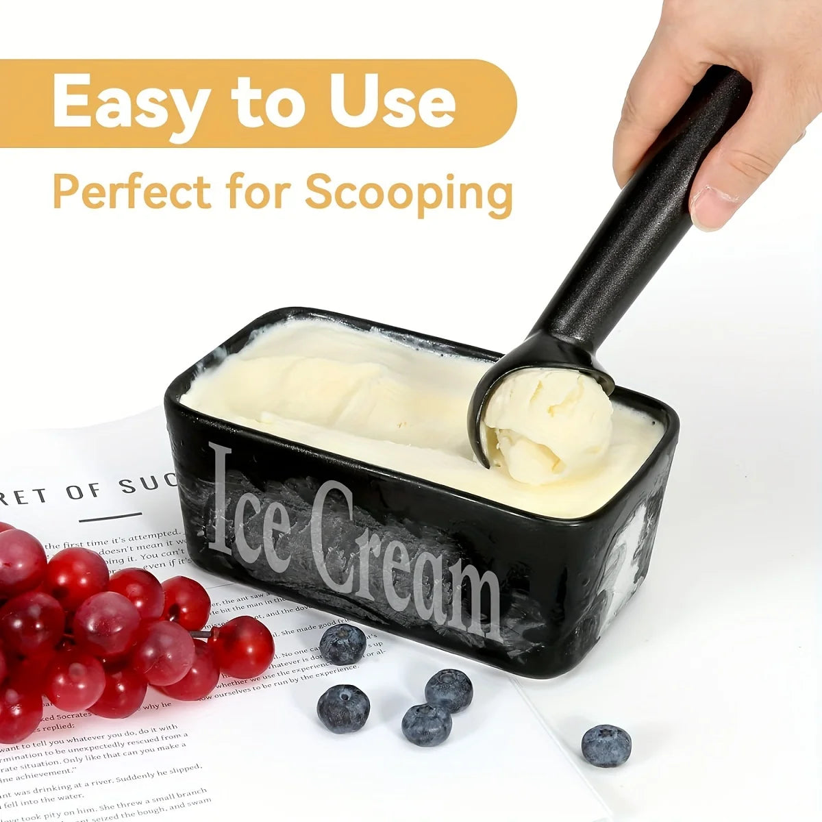 7 Inch Non-stick Lightweight Ice Cream Scoop Professional Black Silver Dishwasher Safe Cookie Scooper Ice-cream Spade