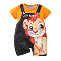 Cartoon Lion Print Short Sleeve Baby Romper