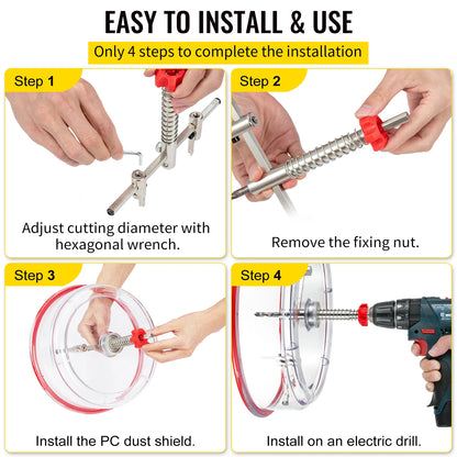 Adjustable Steel Hole Saw Cutter Kit 40-200mm with Shield Hole Cutter Drill Bit DIY Tool Sheetrock Veneer Slate