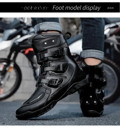 New Waterproof Men's Dirt Bike Shoes Men's Motorcycle Boots New Comfortable Leather Protective Boots Anti-slip Wear-resistant