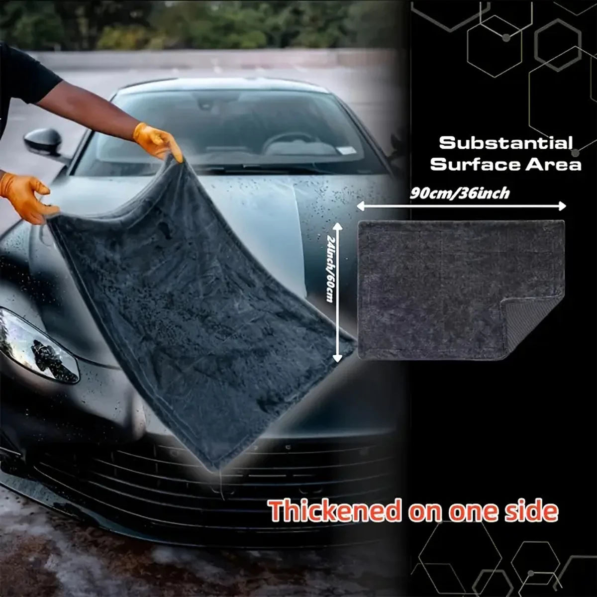 Oversized Dark Gray Microfiber Car Wash Cloth