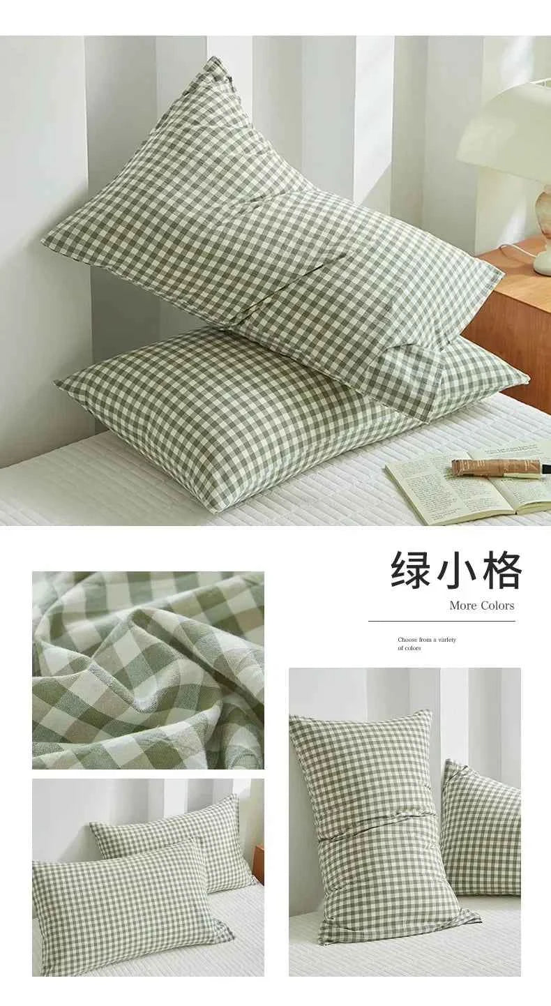 Pillowcase Envelope Style Plaid Couples Plain Ins 48x74cm 100% Pure Cotton Home Textile Household Bedroom Throw Pillow Case