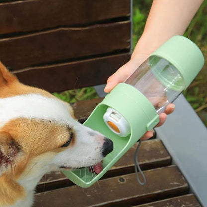 Portable Pet Water Bottle with Food Container – 2-in-1 Travel Feeder Bowl for Dogs & Cats