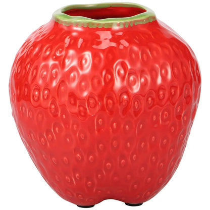 Strawberry Vase Ceramic Flower Vase Decorative Ceramic Vase Cute Strawberry Shape Vase Unique Vase for Flowers Realistic Vase