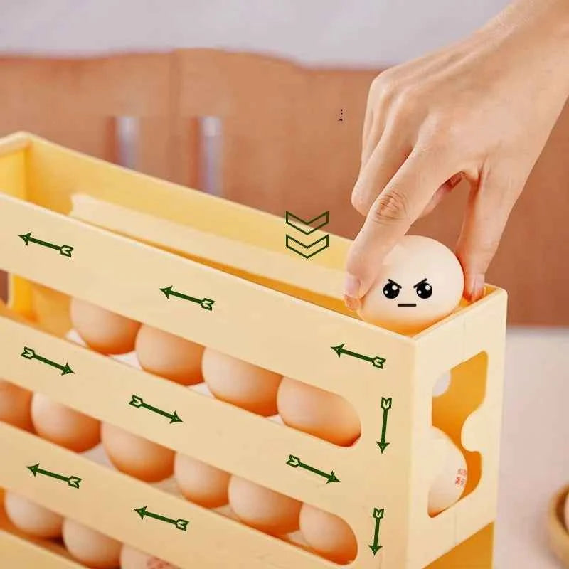 Automatic Roll-out Egg Storage Device Household Refrigerator Storage Box Egg Box Can Hold 30 Eggs High Quality Egg Rack Kitchen