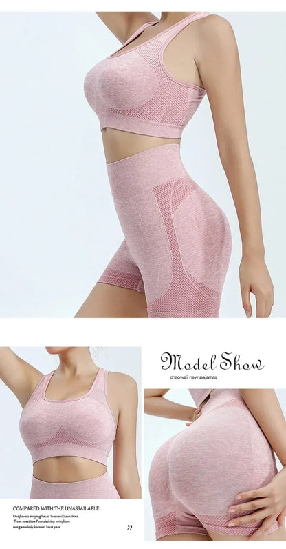Women’s Seamless Yoga Set — Sports Bra, Shorts & Leggings
