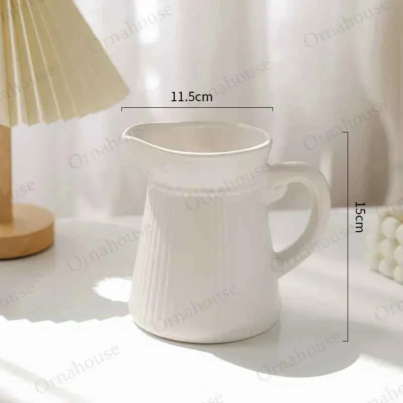 European Style Relief Ceramic Vase, Flower Arrangement, Milk Pot Vases, Living Room Decoration, Retro