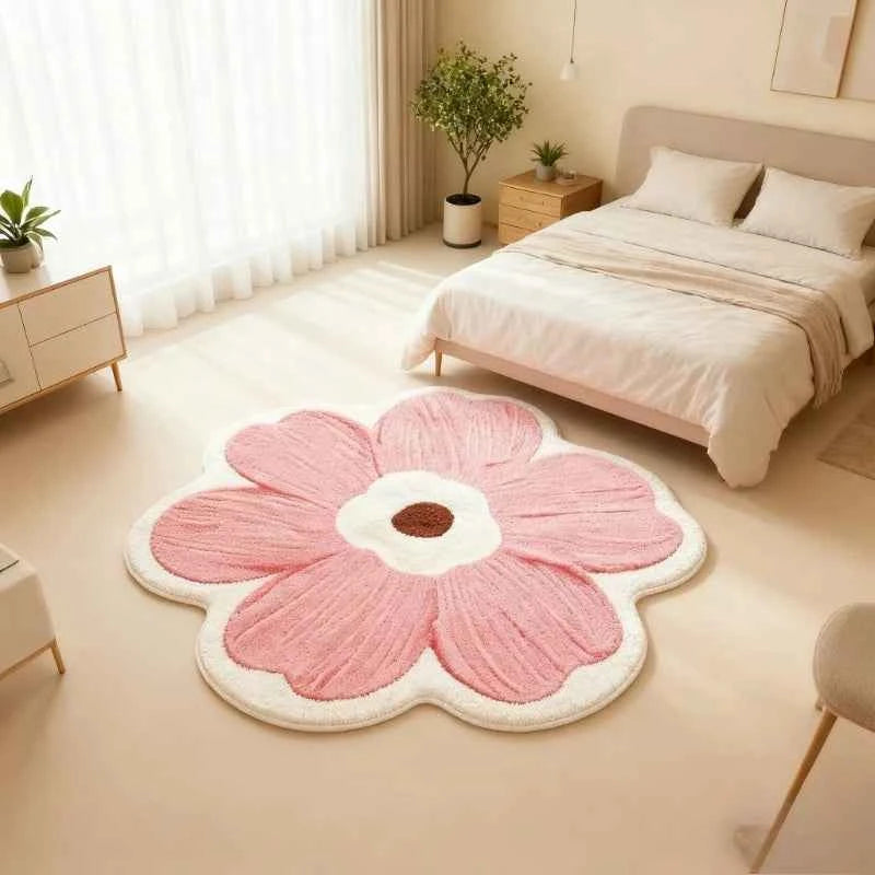 Flower Pattern Bedroom Decor Plush Carpet Fluffy Soft Carpets for Living Room Thick Washable Lounge Floor Mat Home Anti-slip Rug