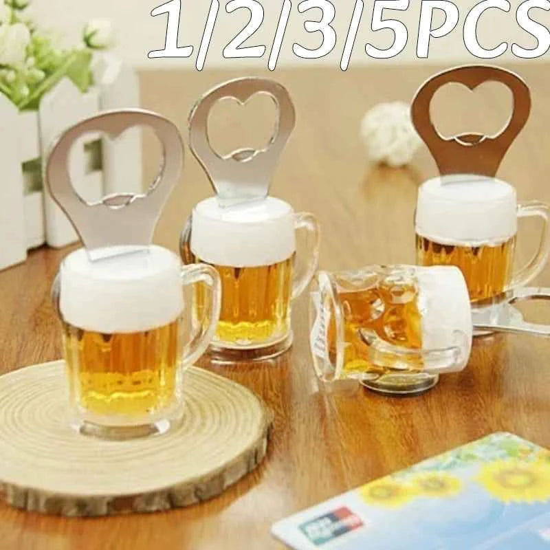 1-5PC Creative Beer Glass Shaped Soda Bottle Opener Magnetic Hanging Bottle Opener Fridge Magnets Funny Gift Home Kitchen Gadget