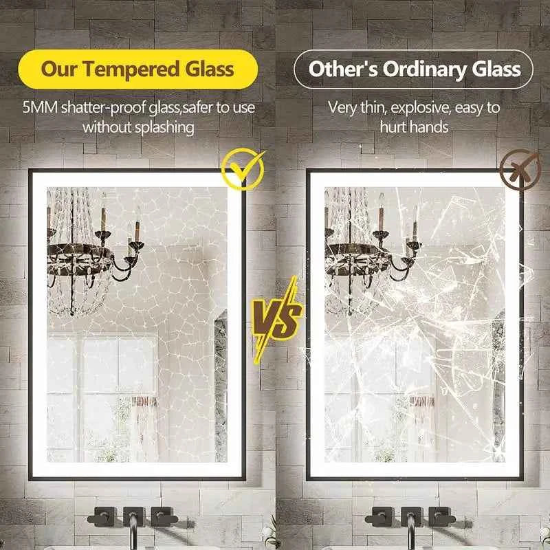 72x36 Inch Frameless Smart LED Bathroom Mirror with Touch Control and Anti-Fog Feature