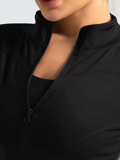 Professional elastic quick-drying sports jacket women's spring and summer yoga top tight slimming running cycling and fitnes