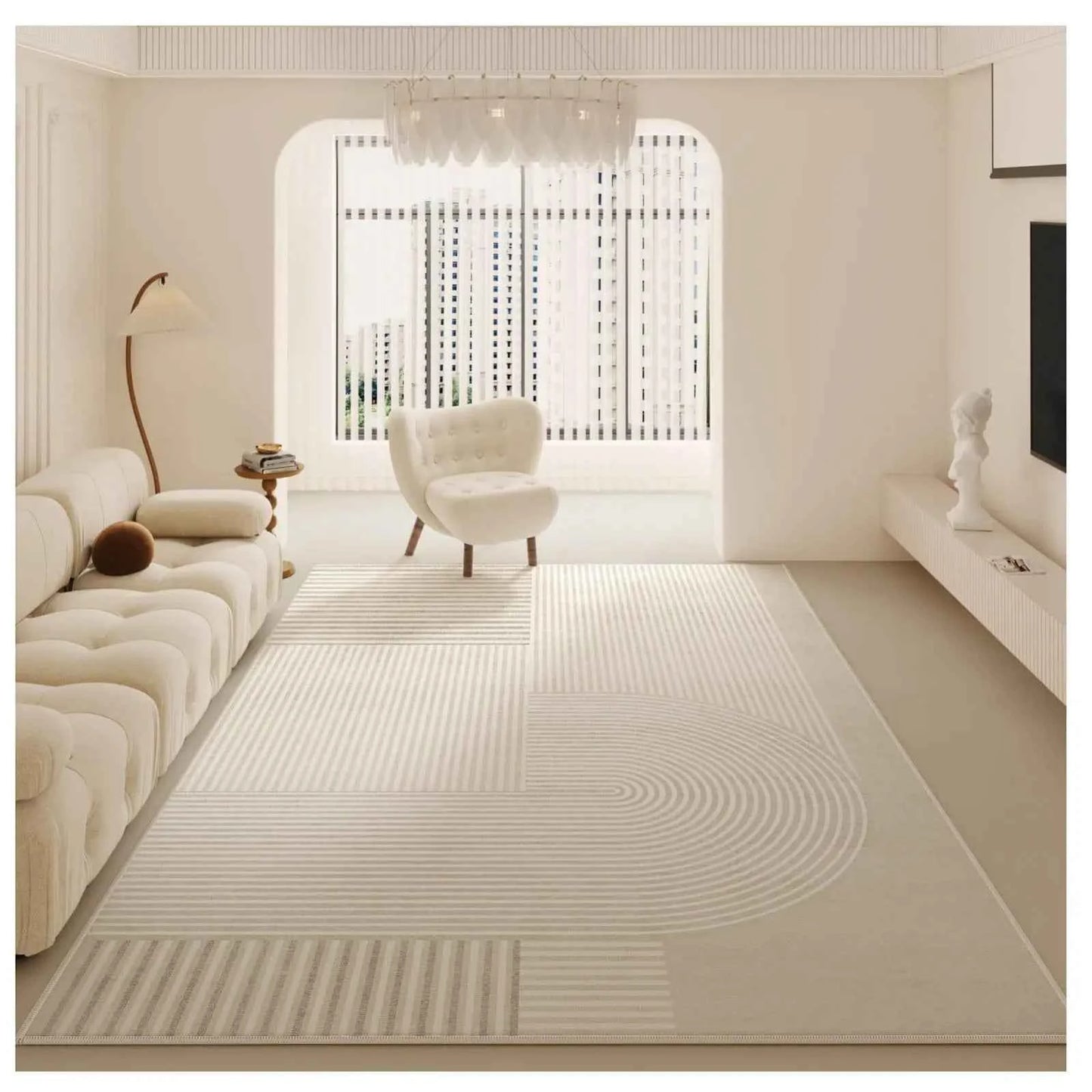 VIKAMA Simple Cream Wind Carpet Living Room Three Anti-Loop Pile Household Bedside Rug Bedroom Carpet Full Spread