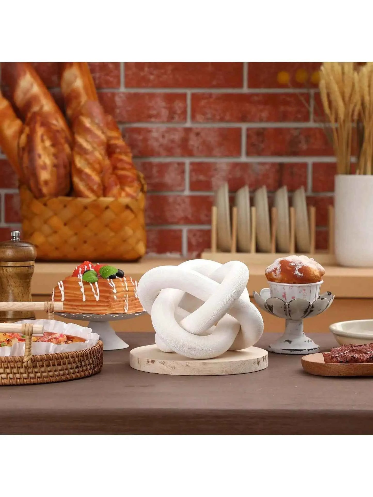 Hand Carved Coffee Table Decoration, Boho Chain Link Decor, Modern Shelf, Rustic Objects for Home Living Room Bedroom