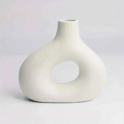 Bohemian style ceramic vase, creative donut vase, flower arrangement container, home decoration vase