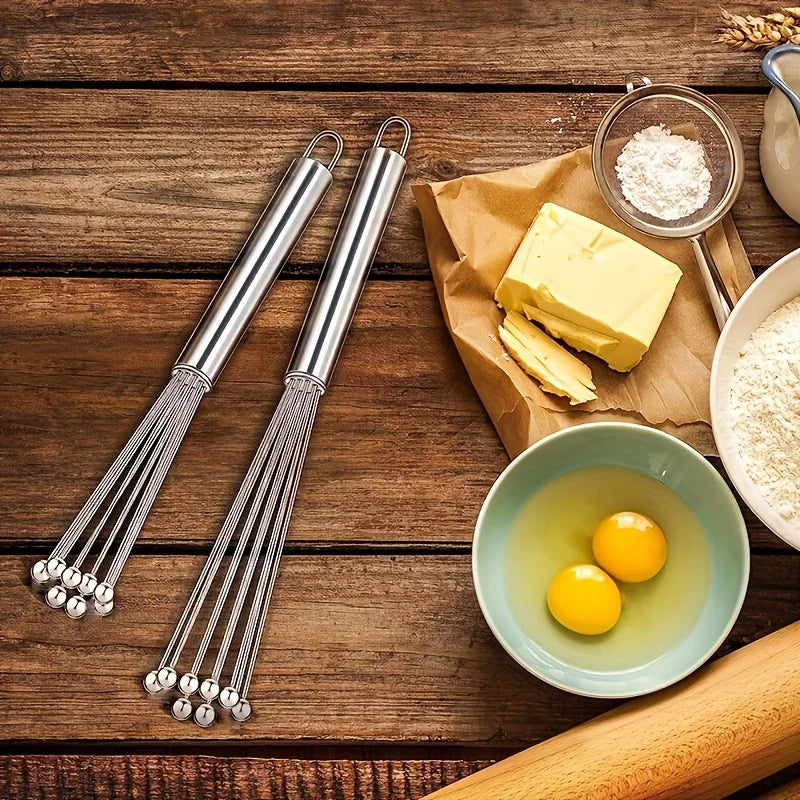 1PC Stainless Steel Ball Whisk Kitchen Whisk Wire Egg Whisk for Cooking Blending Whisking Beating Stirring Egg Baking Tool