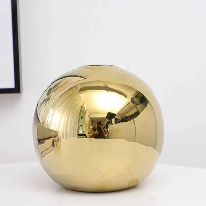 European Electroplated Gold Ball Ceramic Vase Ornament Hydroponic Flower Vase Flower Arrangement Plant Table Living Room Decor