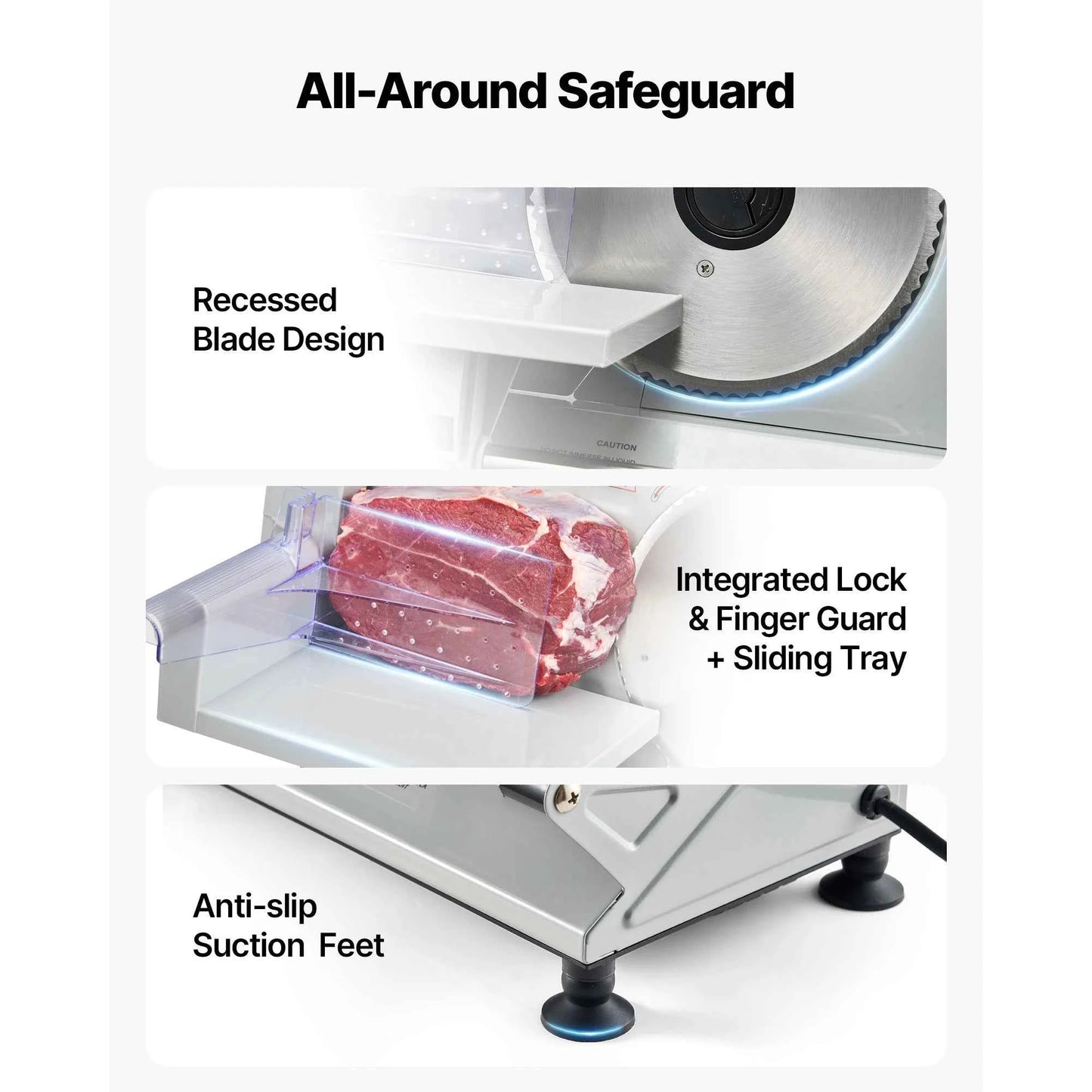 SucceBuy 6.7-10 inch Meat Slicer Electric Deli Slicer Machine with two SUS420 Blades Home Food-Slicer for Meat, Ham, Baguett