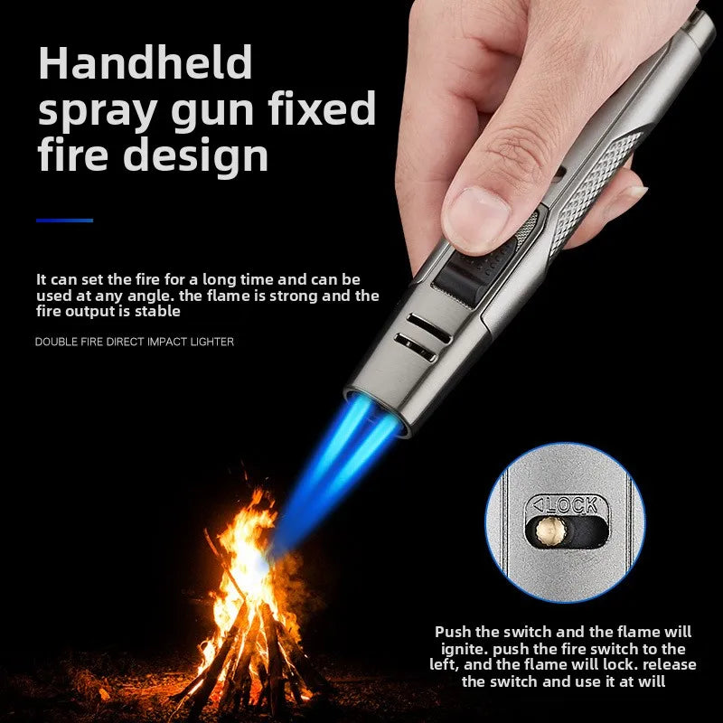 New style kitchen outdoor barbecue metal windproof cigar large jet flame lighter turbine torch gas lighter men's gift