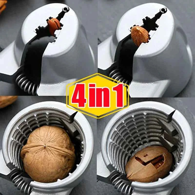 4in1 Walnut Clip Nut Cracker Silver Metal Pecan Chestnut Clips Opener Nut Plier Shelling Tools Home Kitchen Gadgets Accessories