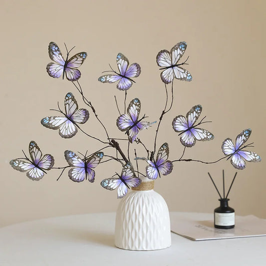 5 Head Butterfly Flower Branch Artificial Flowers Decor Creative Fake Flower For Home Flower Arrangement  Wedding Decorations