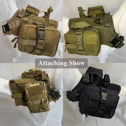 Tactical Dog Harness with Leash & Detachable Pouches