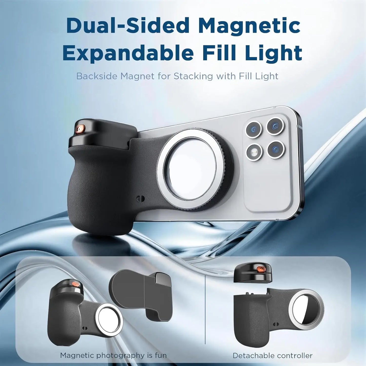 MagSafe Magnetic Phone Camera Grip – Detachable Bluetooth Remote, 10M Shutter, Vlog & Selfie