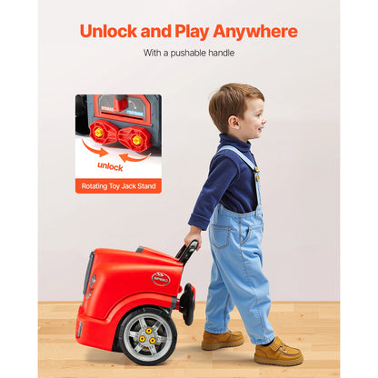 60 Pcs Kids Mechanic Car Repair Set with Removable Parts & Horn Workshop Set Engine Toy for Toddler Children Gift