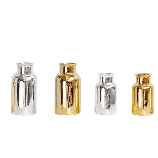 Simple European Style Gold Silver Bright Surface Ceramic Desktop Vase Flower Insert Nordic Style Home Decoration