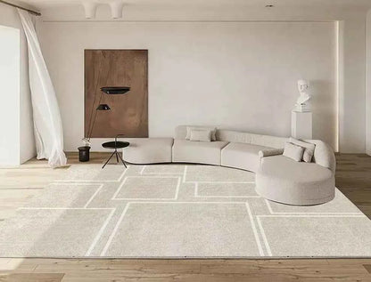 Modern White Minimalism Large Living Room Carpet Light Luxury Beige Decoration Bedroom Carpet Soft Lounge Rug Washable Floor Mat