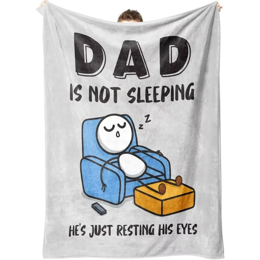 Dad Gift Blanket "Dad Is Not Sleeping" Soft Throw for Dad Birthday Father's Day Sofa Bed Office Travel Home Decor Perfect Gift
