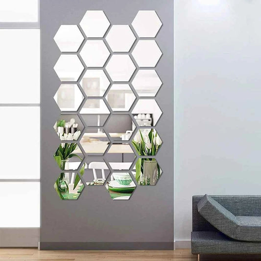 3D Mirror Wall Stickers Nordic Style Acrylic Hexagon Mirror Sticker Decal Removable Mural for DIY Home Living Room Wall Decors