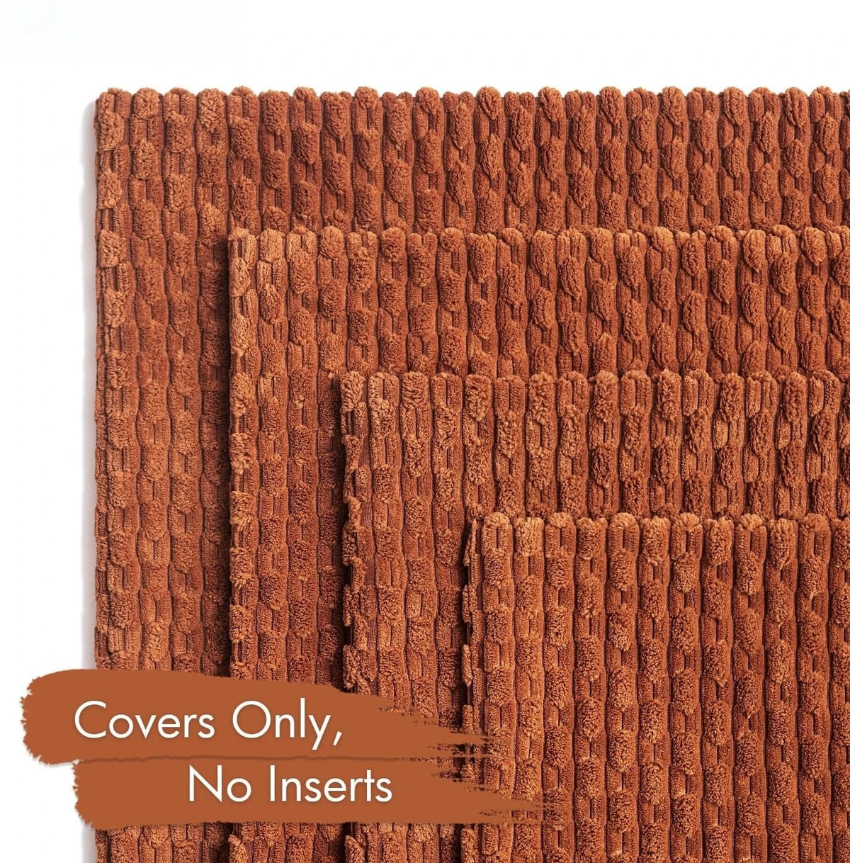 Burnt Orange Striped Corduroy Cushion Cover