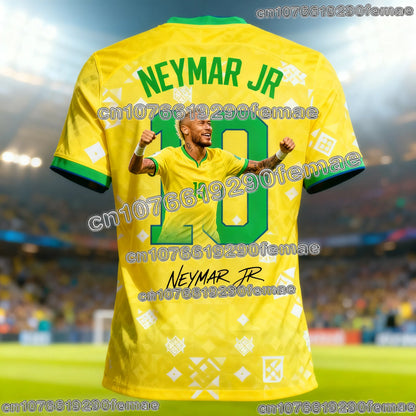 Trendy Neymar Special Edition Soccer Jersey Short Sleeve Men Women Kids Outdoor Training Top Quick Dry Breathable Sportswear