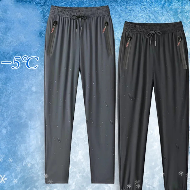 Men's Ice Silk Quick Dry Casual Pants — Slim Fit Korean Sports Straight Trousers