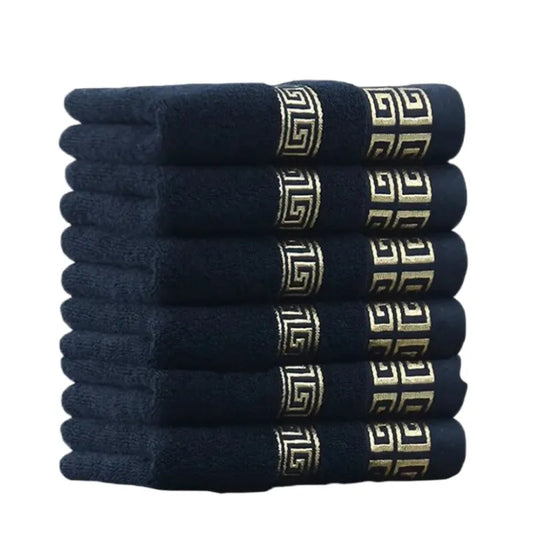 Serviette de bain en coton noir brodé de qualité hôtelière – Visage et corps