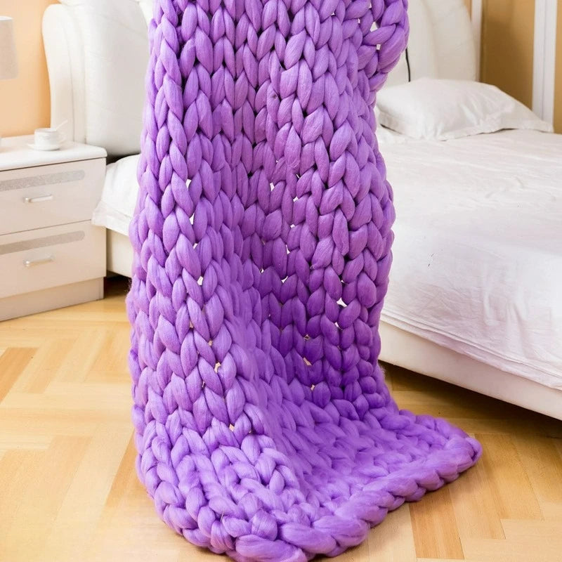 Comfortable Chunky Knit Blanket Fashion Knitted Blanket Winter Warm Sofa Bed Throw Blankets Hand-woven Home Gifts