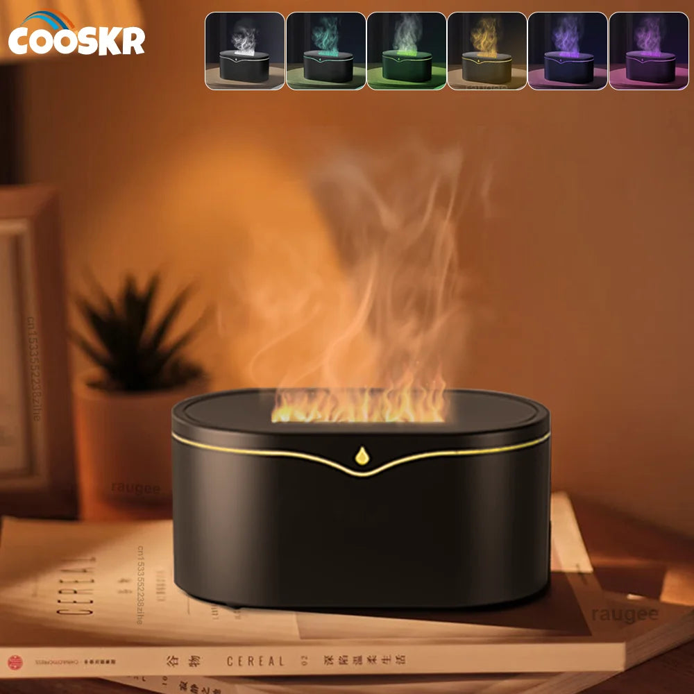 Flame Aroma Humidifier with LED Light, Essential Oil Diffuser