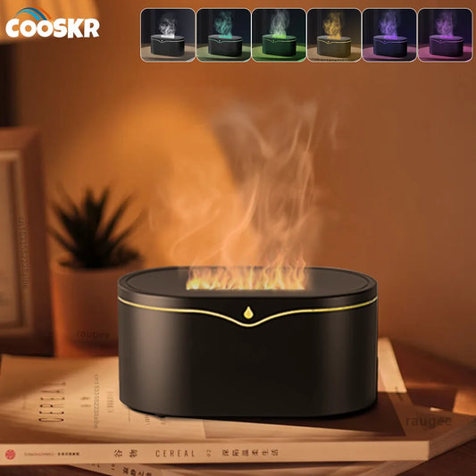 Flame Aroma Humidifier with LED Light, Essential Oil Diffuser