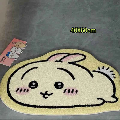 Hot Chiikawa Cartoon Rug Anime Hachiware Usagi Plush Floor Mat Bathroom Non-Slip Carpet Car Cushion Soft Living Room Decor Gifts