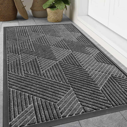 Kitinjoy Front Door Rubber Mats Indoor Outdoor Non-slip Absorbent Rugs Easy Clean Low Profile Entryway Doormats Home Decor Mats