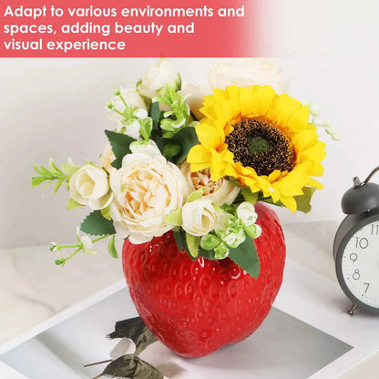 Strawberry Vase Ceramic Flower Vase Decorative Ceramic Vase Cute Strawberry Shape Vase Unique Vase for Flowers Realistic Vase