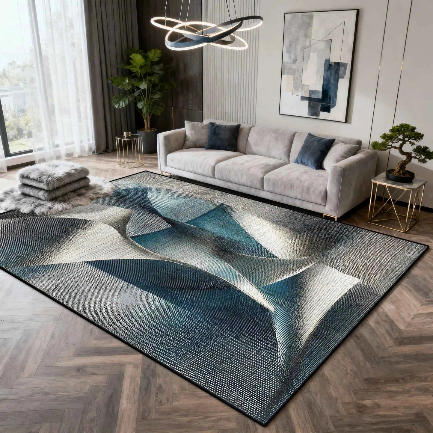 Nordic Light Luxury Carpet Abstract Art Decoration Home Living Room Large Rugs 200×300 Bedroom Cloakroom Plush Foot Mat Washable