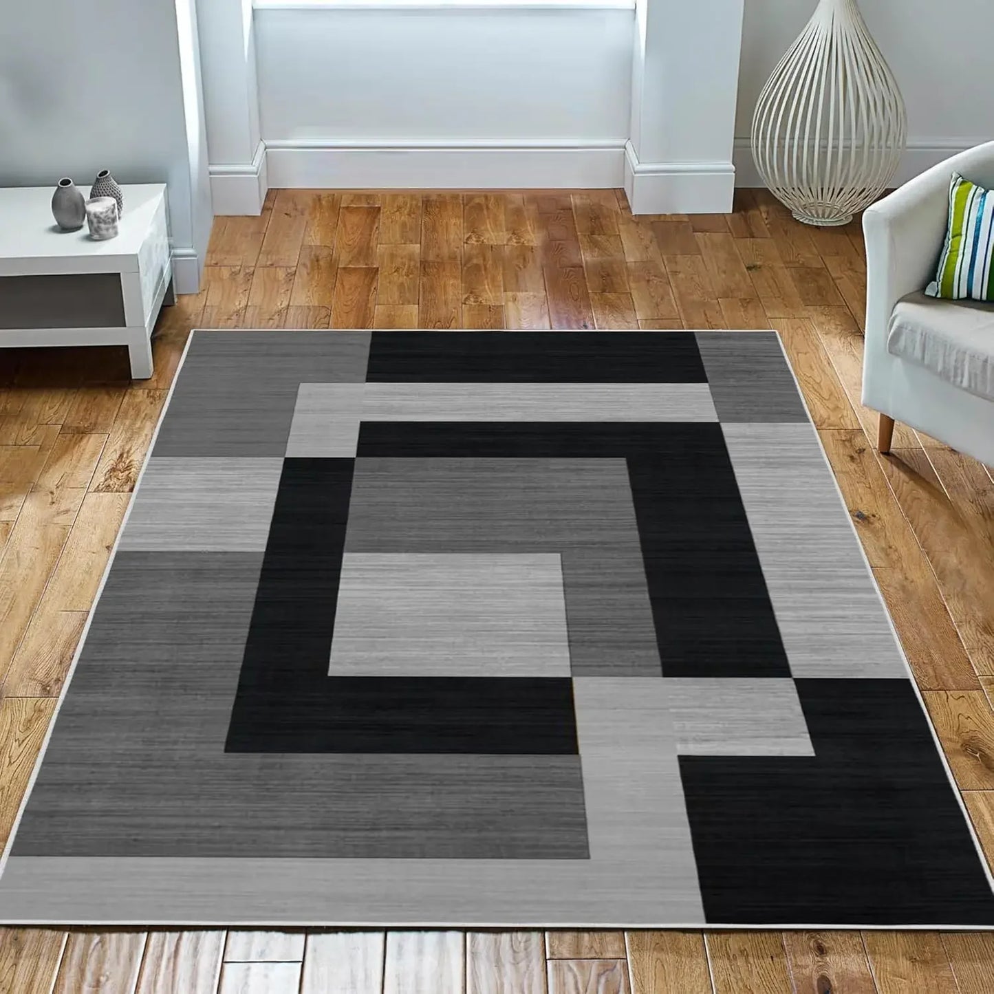 VIKAMA Geometric Style Living Room Carpet – Durable Slip-Resistant Rug for Sofa, Bedroom & Coffee Table