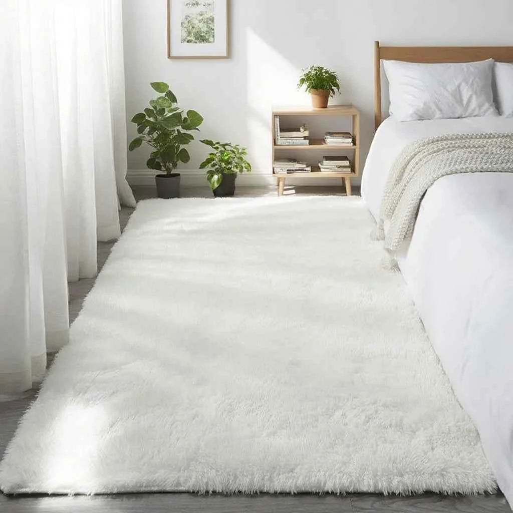 Shaggy Area Gray Rug For Living Room Super Soft Long Pile Bedroom Carpet Non-Slip Children's Home Decor Fluffy Bedside Floor Mat