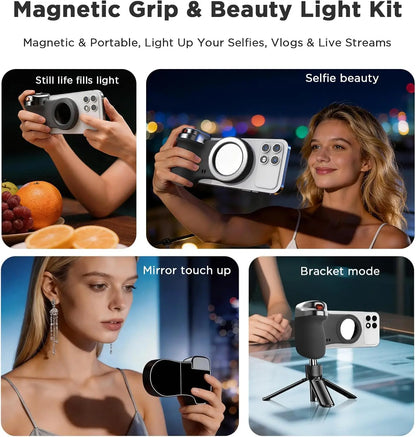 MagSafe Magnetic Phone Camera Grip – Detachable Bluetooth Remote, 10M Shutter, Vlog & Selfie